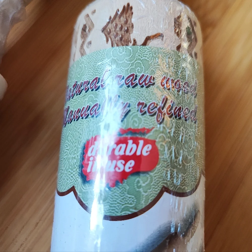 2 Wooden Christmas Holiday Embossed Rolling Pins Reindeer Trees Scroll Pattern